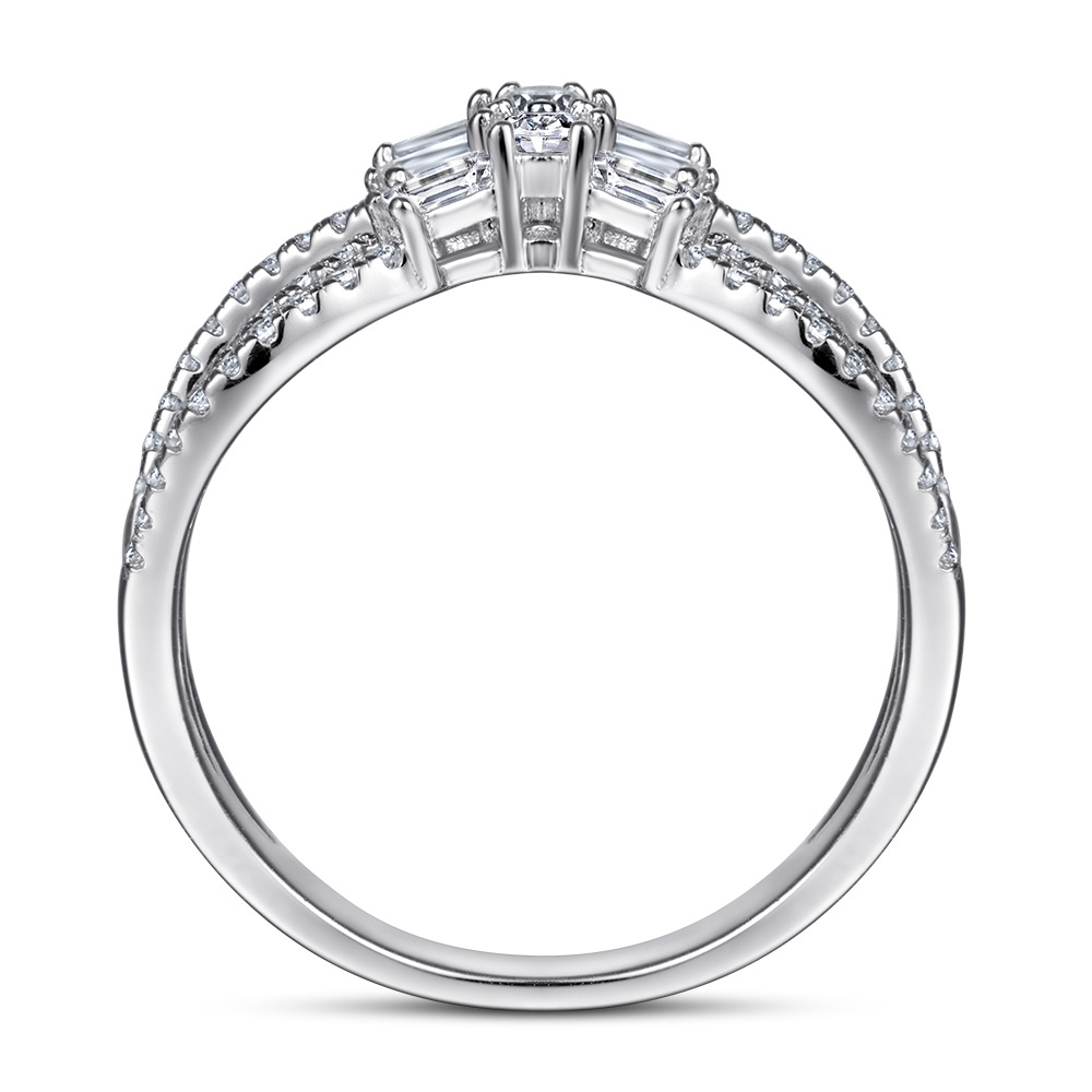 Women's Silvery Moissanite Full Pave Eternity Ring, Trendy Statement